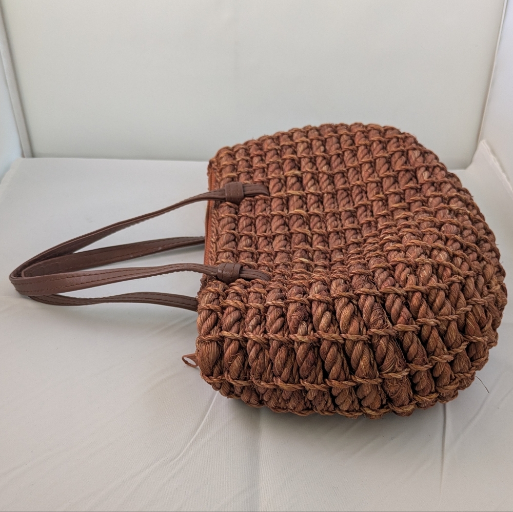 Dark Brown Raffia Purse Handbag Made in the Philippines - Picture 11 of 16